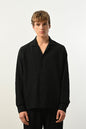 Men's Oversized Shirt Made of Aerobin Fabric with V-Neck Withinblack