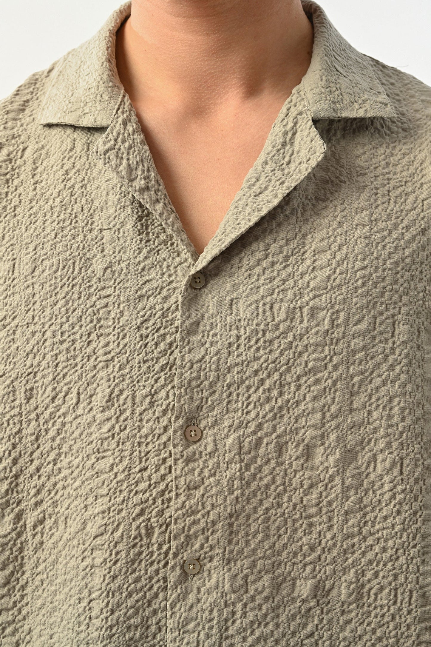 Men's Oversized Shirt Made of Aerobin Fabric with V-Neck Withinblack