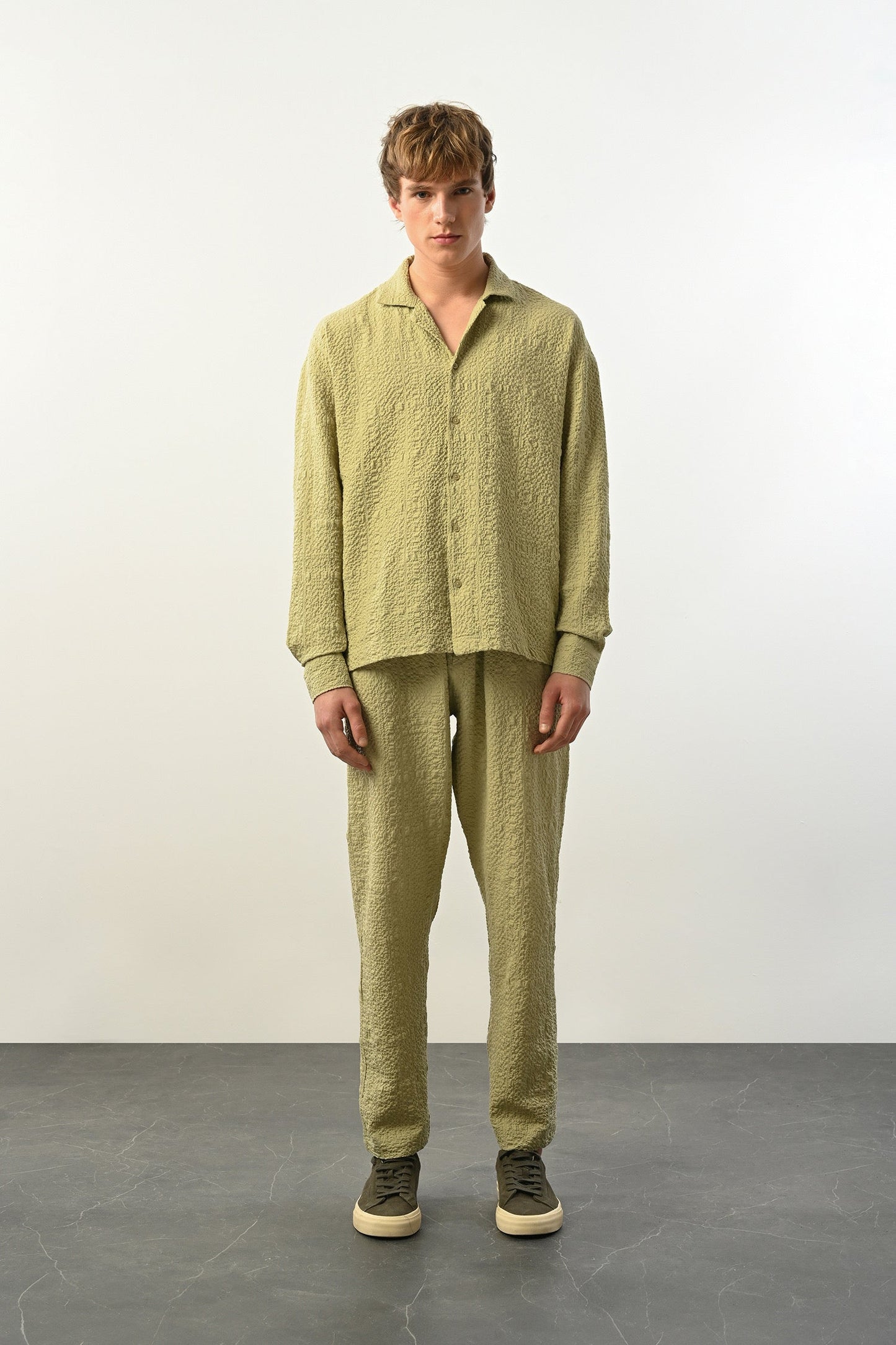 Men's Oversized Shirt Made of Aerobin Fabric with V-Neck Withinblack
