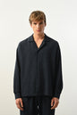 Men's Oversized Shirt Made of Aerobin Fabric with V-Neck Withinblack