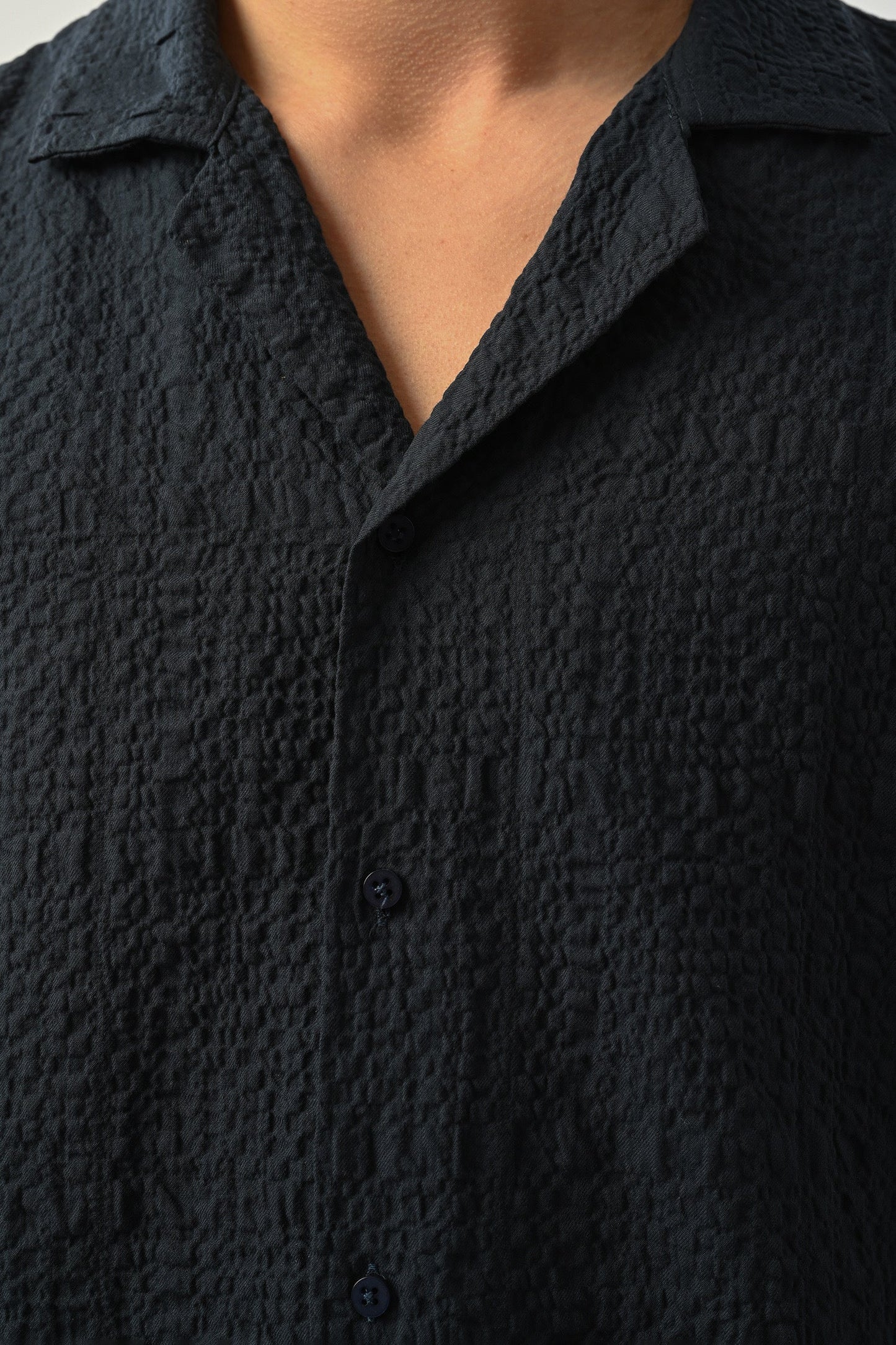 Men's Oversized Shirt Made of Aerobin Fabric with V-Neck Withinblack