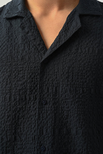 Men's Oversized Shirt Made of Aerobin Fabric with V-Neck Withinblack