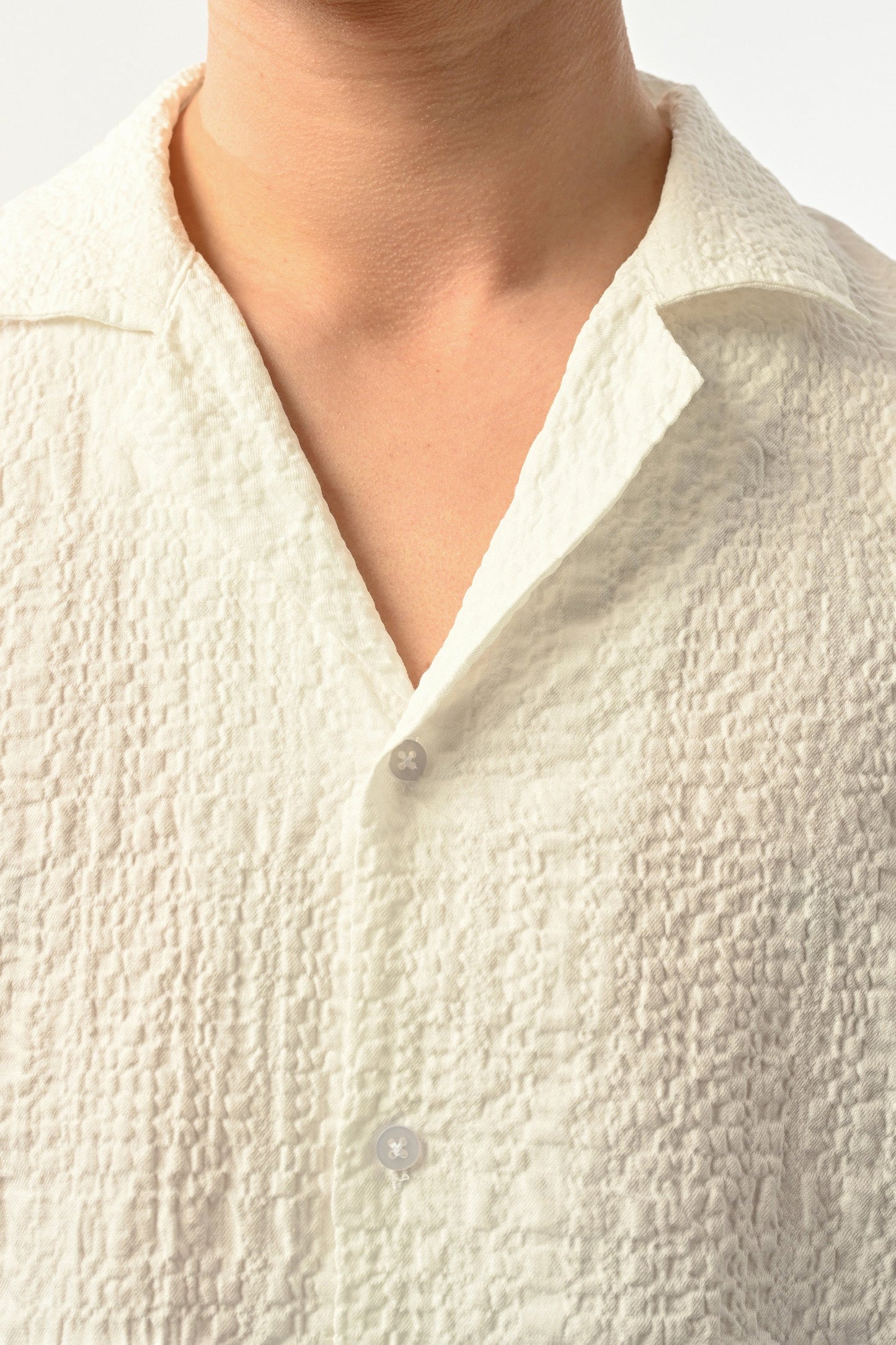 Men's Oversized Shirt Made of Aerobin Fabric with V-Neck Withinblack