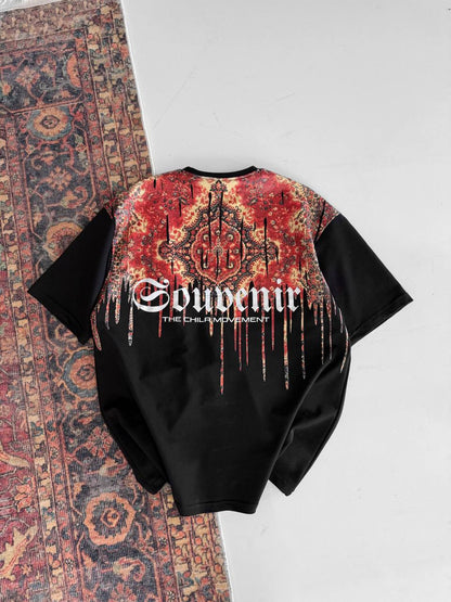 Men's Back Print Cotton T-Shirt / Souven Tapestry Graphic Tee Withinblack