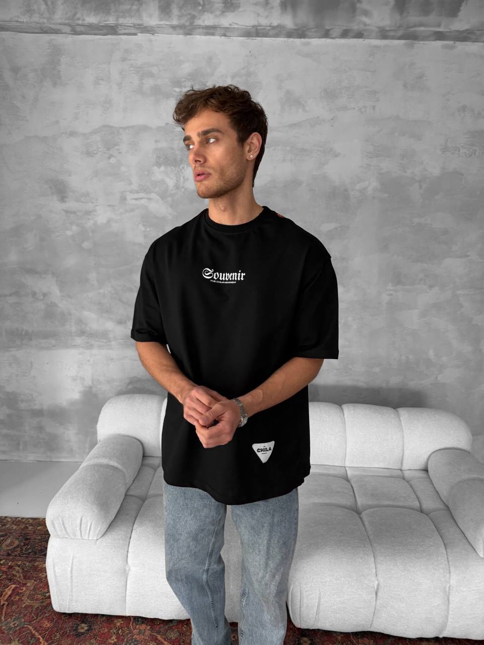 Men's Back Print Cotton T-Shirt / Souven Tapestry Graphic Tee Withinblack