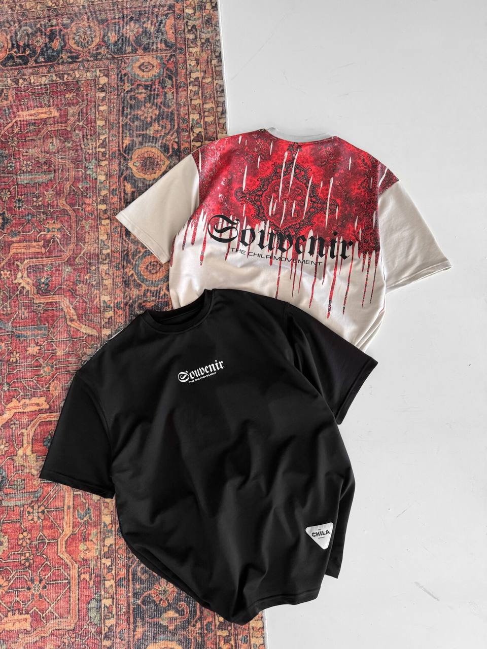 Men's Back Print Cotton T-Shirt / Souven Tapestry Graphic Tee Withinblack