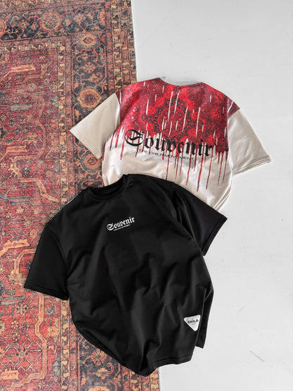Men's Back Print Cotton T-Shirt / Souven Tapestry Graphic Tee Withinblack