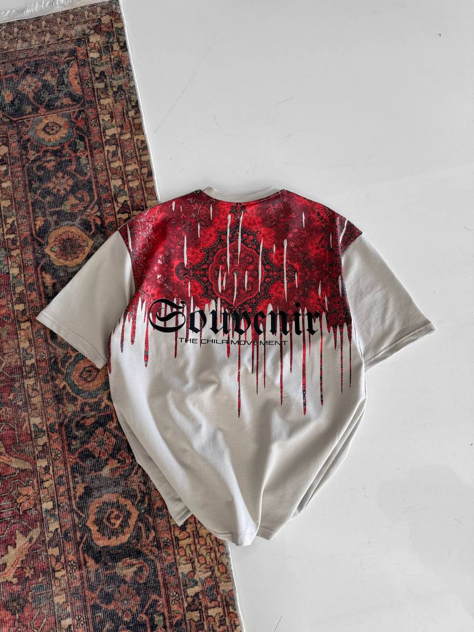 Men's Back Print Cotton T-Shirt / Souven Tapestry Graphic Tee Withinblack
