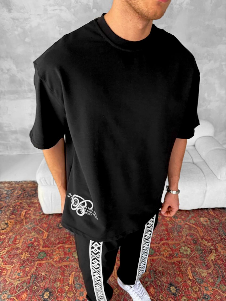 Men's Cotton T-Shirt with Detailed Back Print / Horse & Rider Graphic Tee Withinblack