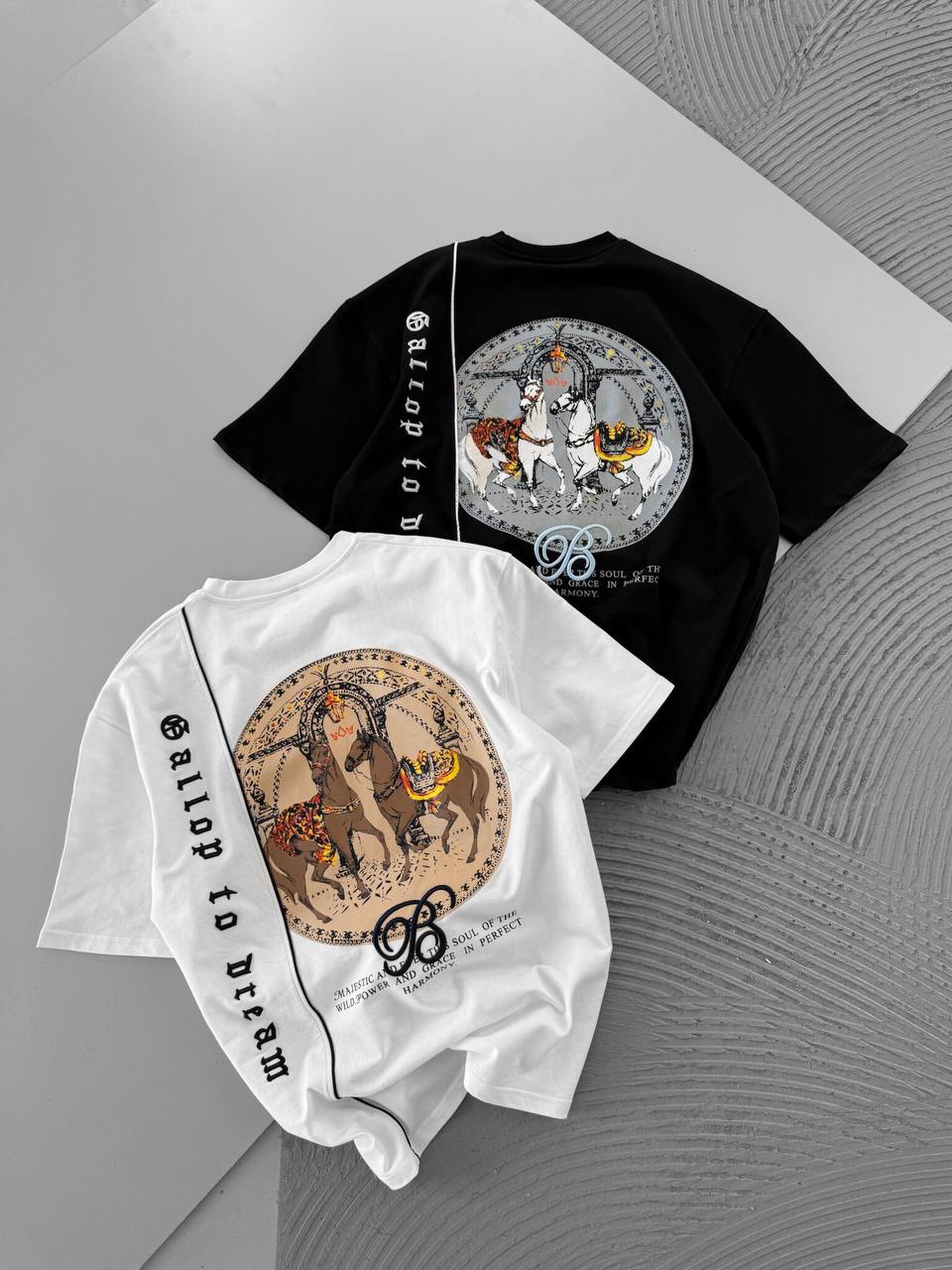 Men's Cotton T-Shirt with Detailed Back Print / Horse & Rider Graphic Tee Withinblack