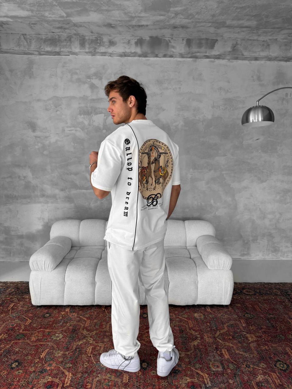 Men's Cotton T-Shirt with Detailed Back Print / Horse & Rider Graphic Tee Withinblack