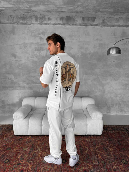 Men's Cotton T-Shirt with Detailed Back Print / Horse & Rider Graphic Tee Withinblack