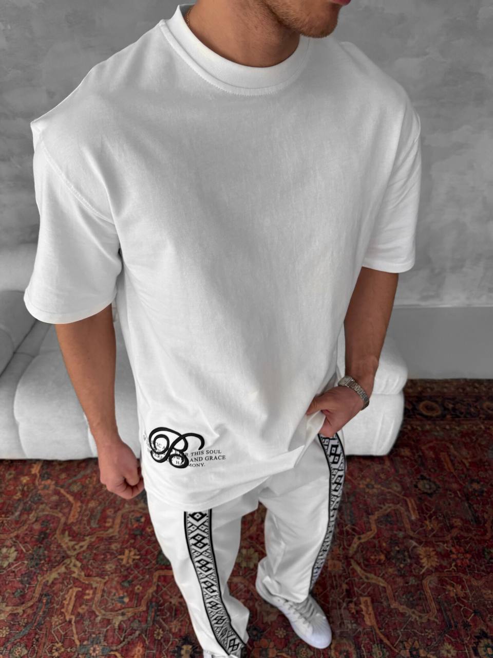 Men's Cotton T-Shirt with Detailed Back Print / Horse & Rider Graphic Tee Withinblack
