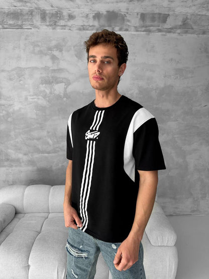 Men’s Graphic Logo T-Shirt – Stripe Cotton Tee Withinblack