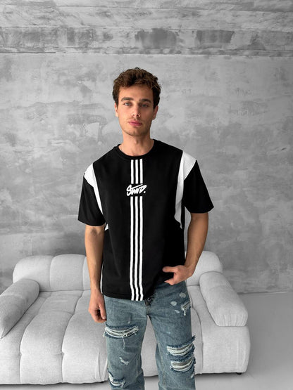 Men’s Graphic Logo T-Shirt – Stripe Cotton Tee Withinblack