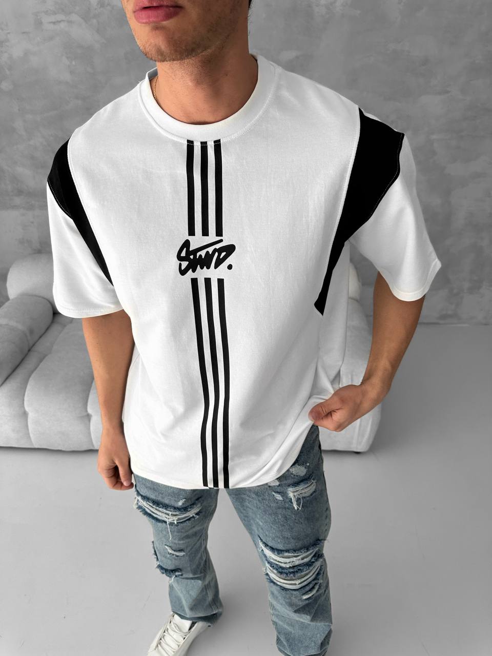 Men’s Graphic Logo T-Shirt – Stripe Cotton Tee Withinblack