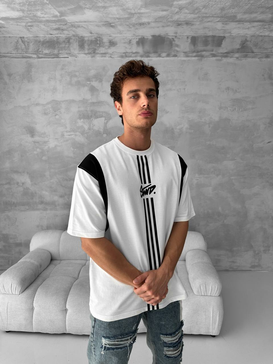 Men’s Graphic Logo T-Shirt – Stripe Cotton Tee Withinblack