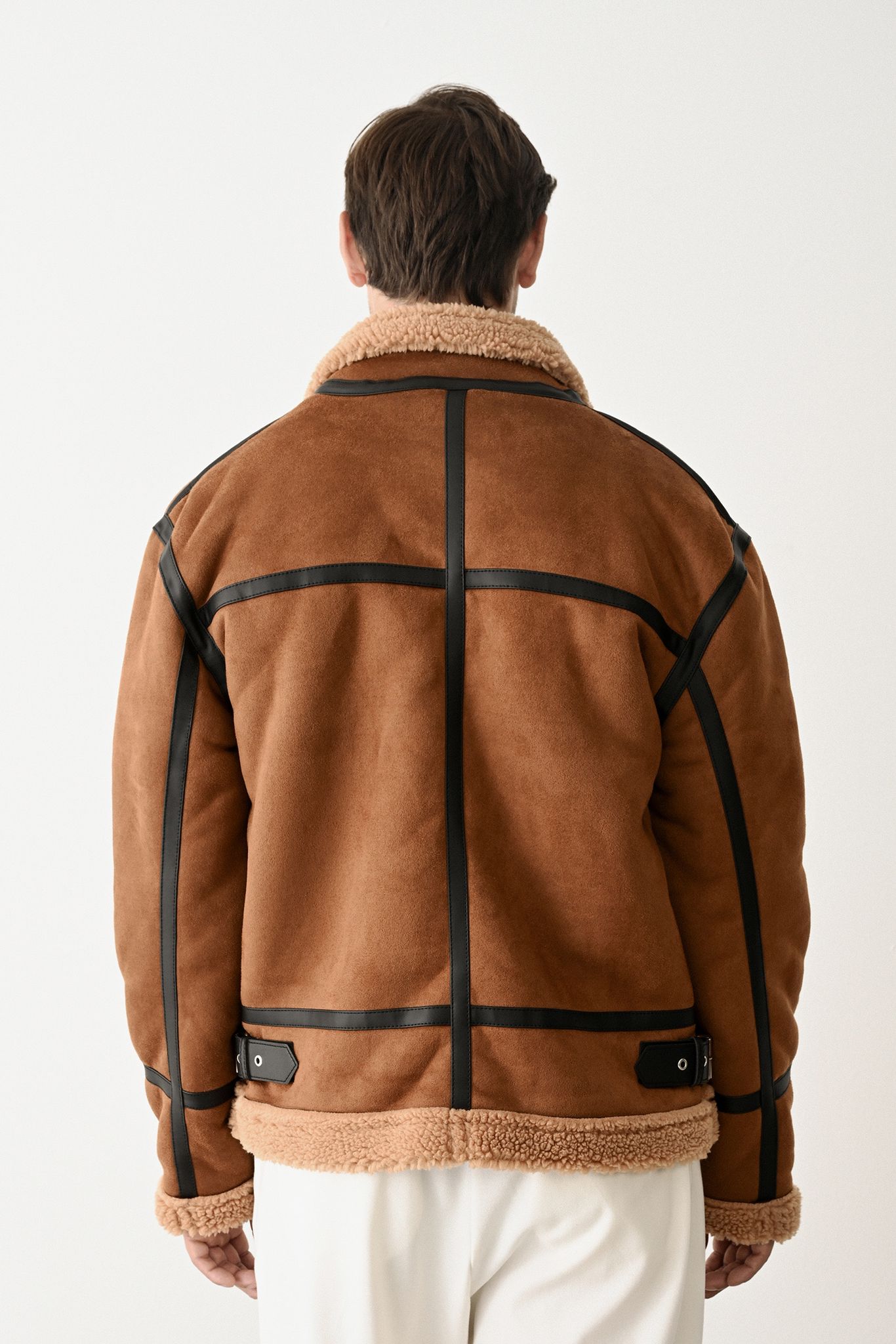 Stylish Faux Leather Bomber Jacket Withinblack