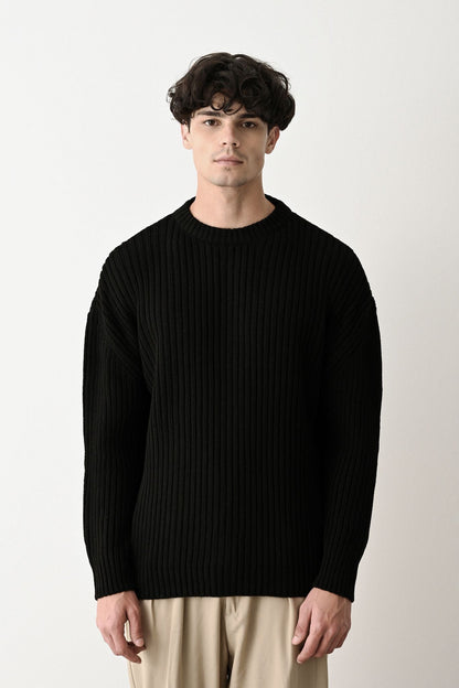 Modern Oversized Knit Sweater Withinblack