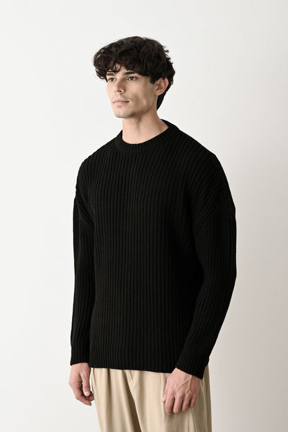 Modern Oversized Knit Sweater Withinblack