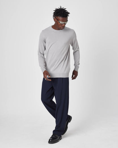 Men's Oversized Plain Knit Crew Neck Sweater - Casual Comfort Withinblack
