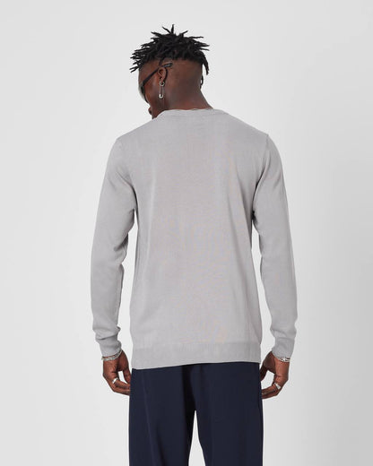 Men's Oversized Plain Knit Crew Neck Sweater - Casual Comfort Withinblack