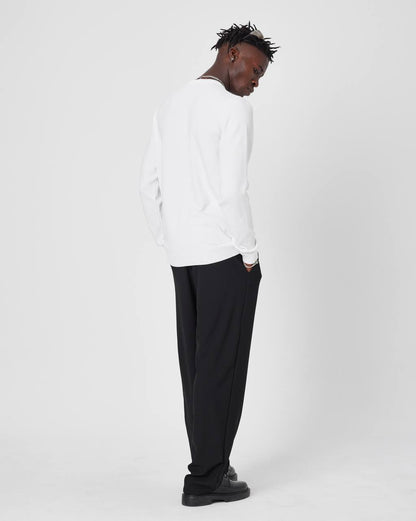 Men's Oversized Plain Knit Crew Neck Sweater - Casual Comfort Withinblack