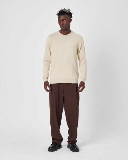 Men's Oversized Plain Knit Crew Neck Sweater - Casual Comfort Withinblack