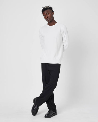Men's Oversized Plain Knit Crew Neck Sweater - Casual Comfort Withinblack