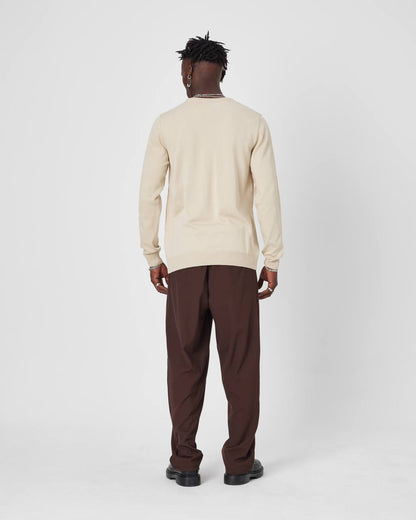 Men's Oversized Plain Knit Crew Neck Sweater - Casual Comfort Withinblack