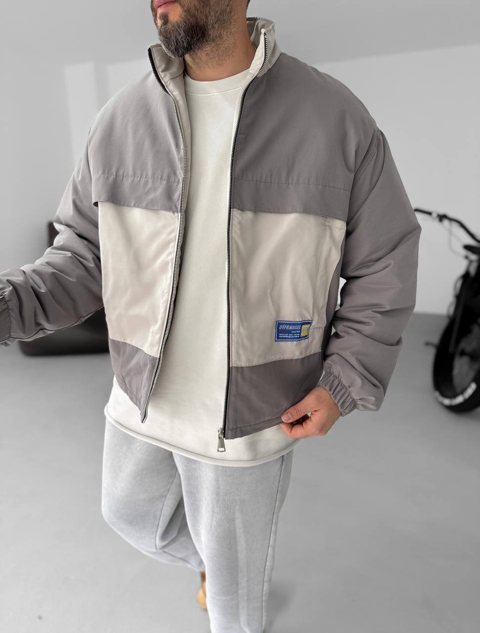 Men's Oversized Zip-Up Sweatshirt Two-Tone Withinblack