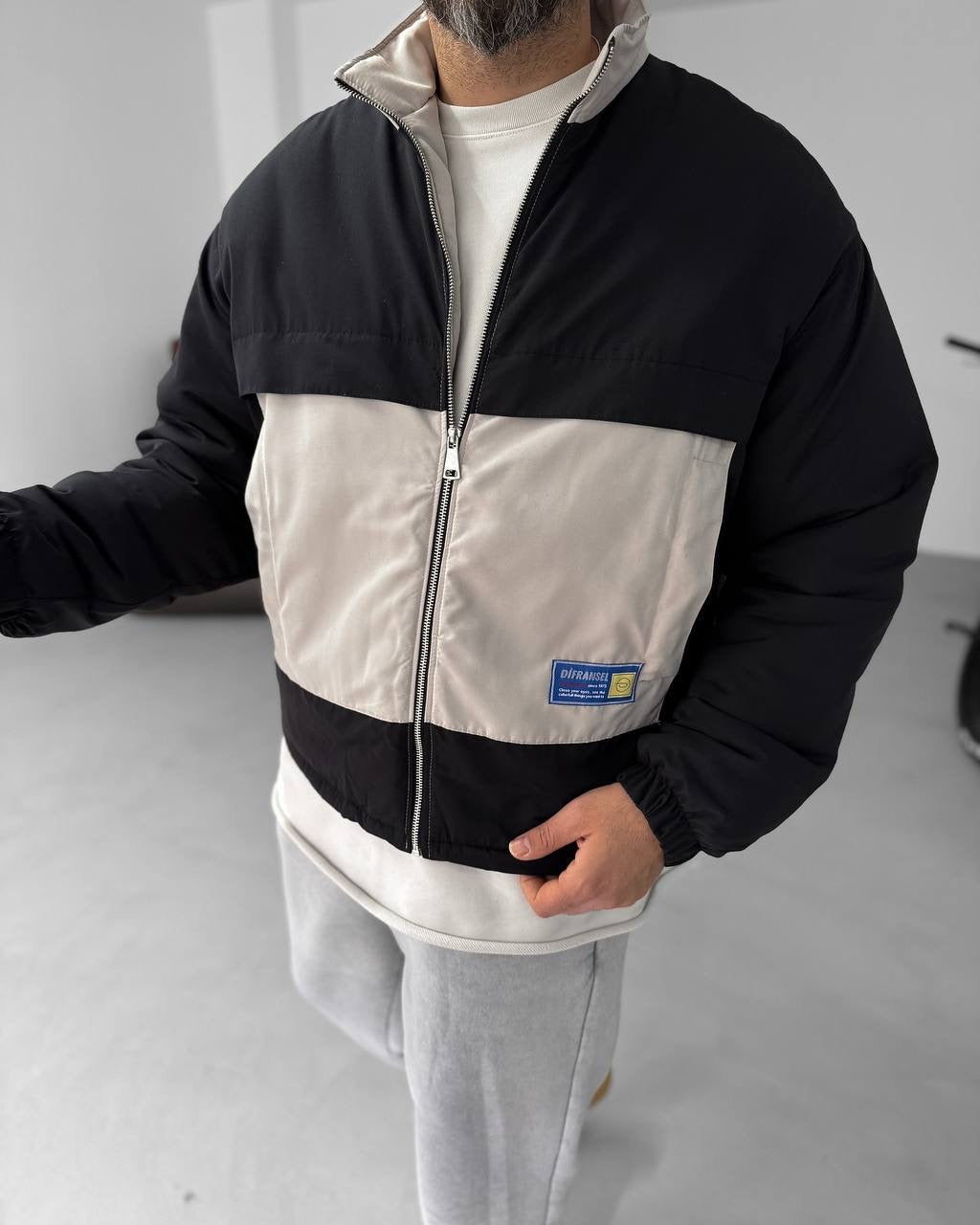 Men's Oversized Zip-Up Sweatshirt Two-Tone Withinblack