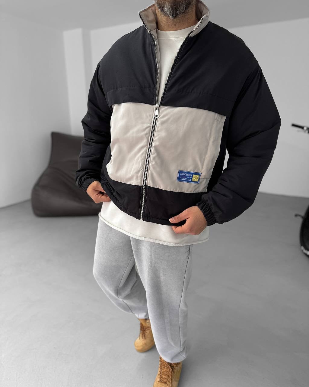 Men's Oversized Zip-Up Sweatshirt Two-Tone Withinblack