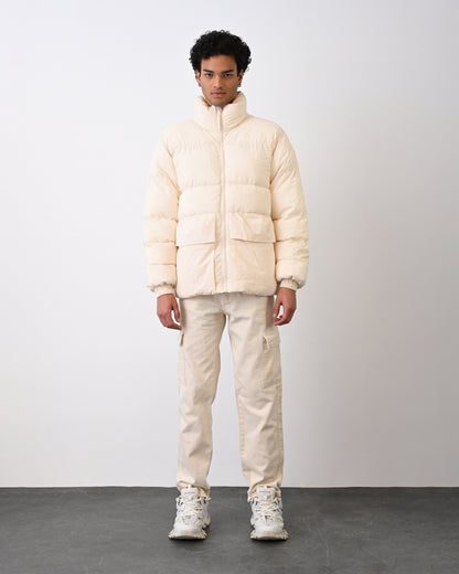 Men's Premium Puffer Jacket with High Collar and Utility Pockets Withinblack