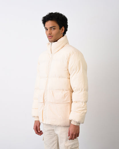 Men's Premium Puffer Jacket with High Collar and Utility Pockets Withinblack