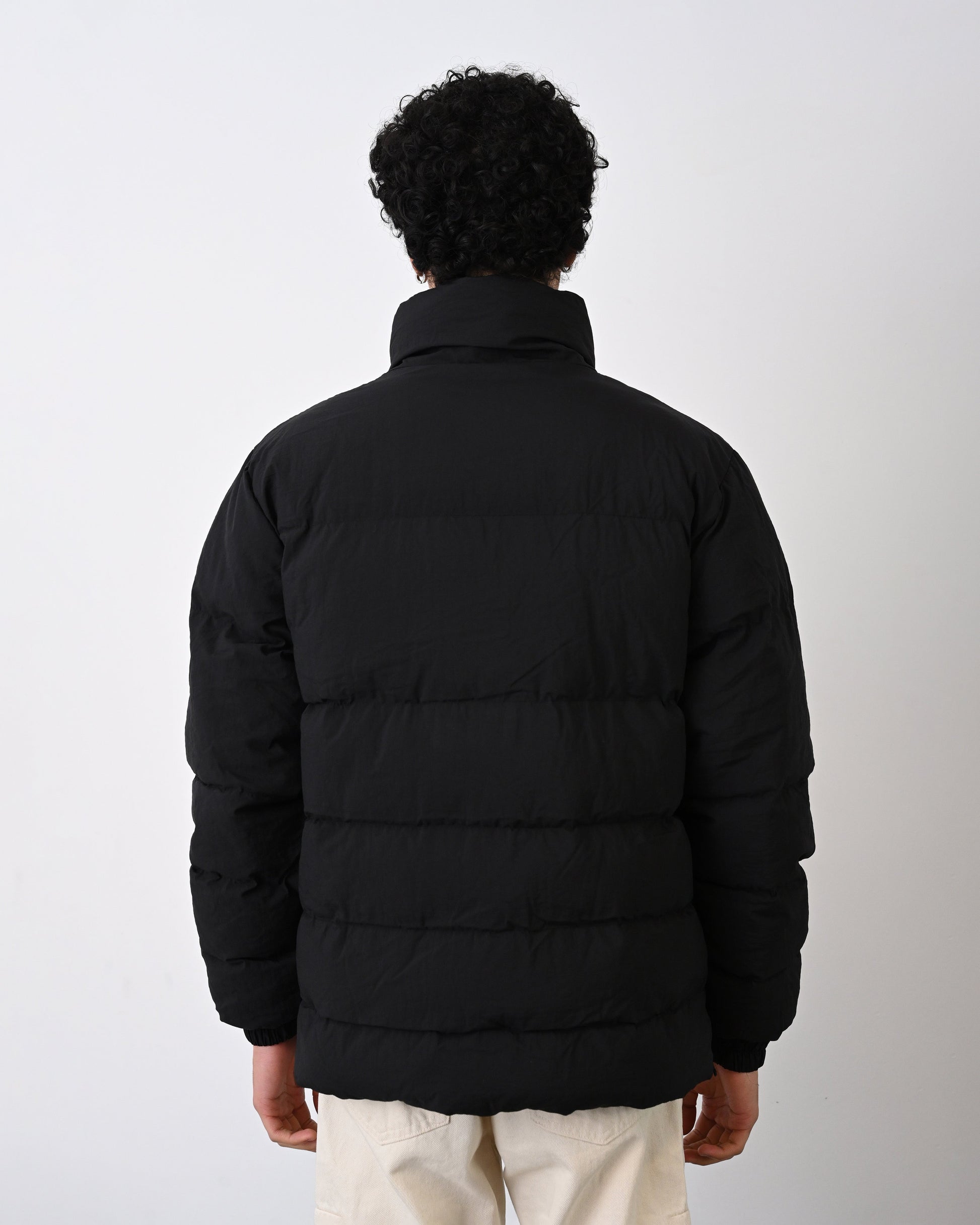 Men's Premium Puffer Jacket with High Collar and Utility Pockets Withinblack