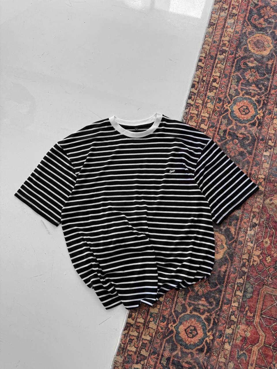 Men's Striped Cotton T-Shirt / Classic Black White Stripe Tee Withinblack
