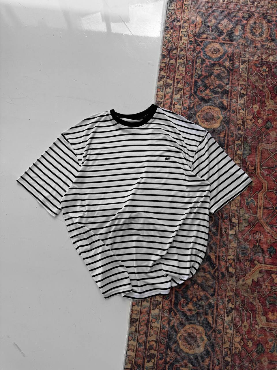 Men's Striped Cotton T-Shirt / Classic Black White Stripe Tee Withinblack