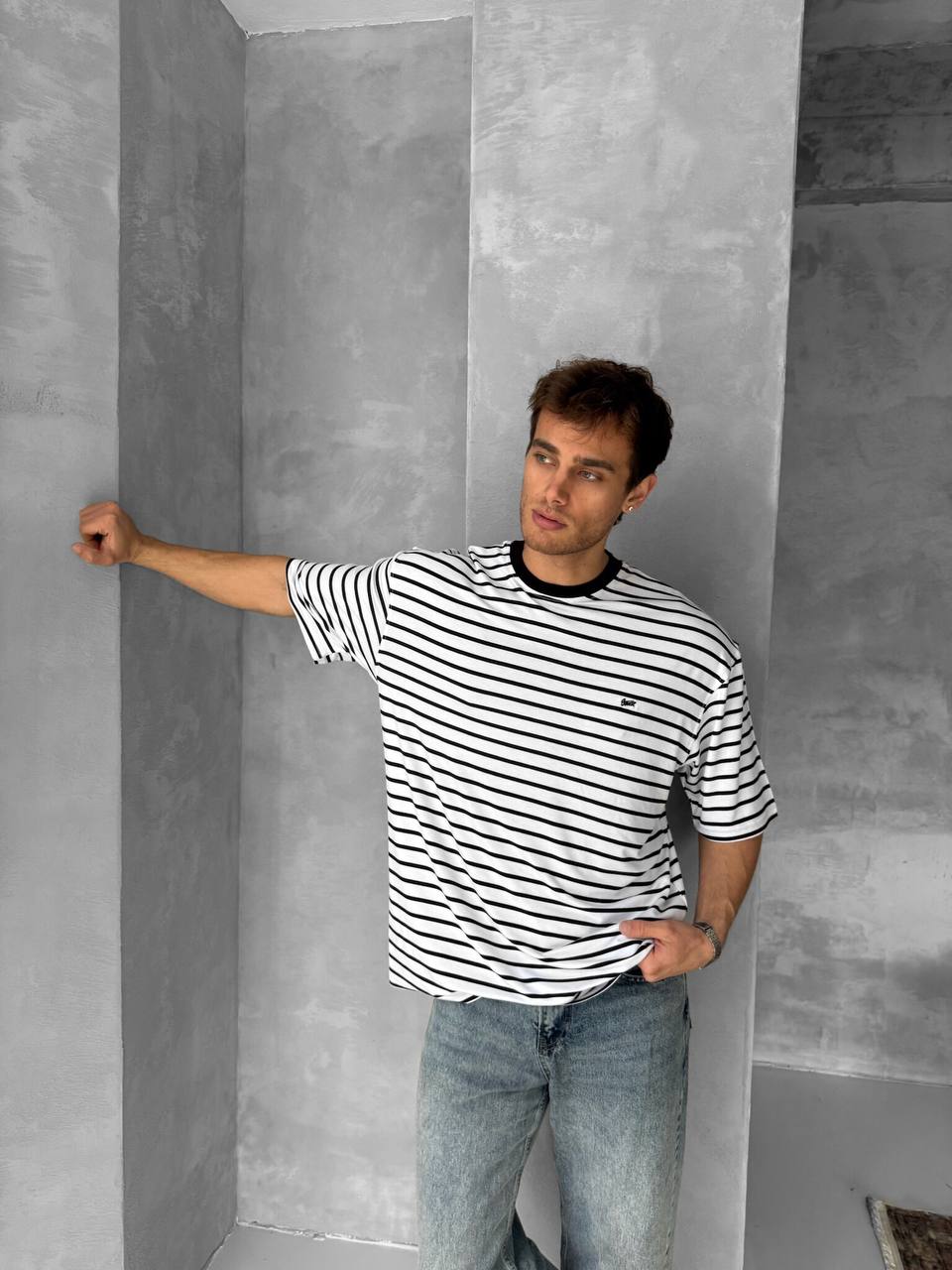 Men's Striped Cotton T-Shirt / Classic Black White Stripe Tee Withinblack