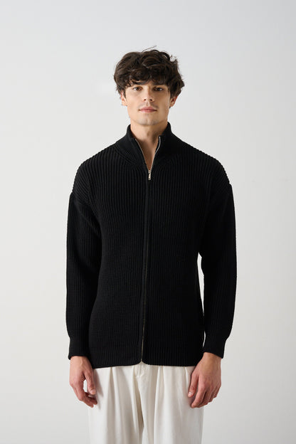 Men's Zippered Thessaloniki Knit Cardigan Withinblack