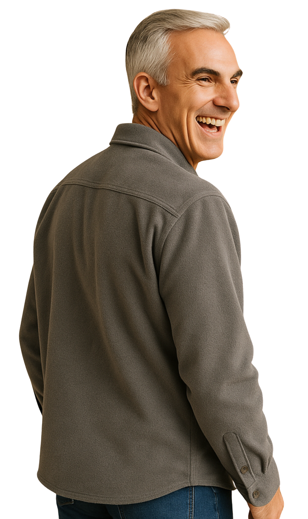 Men's Heathered Fleece Overshirt with Chest Pockets and Tortoise-shell patterned Buttons TURTLE BAY APPAREL
