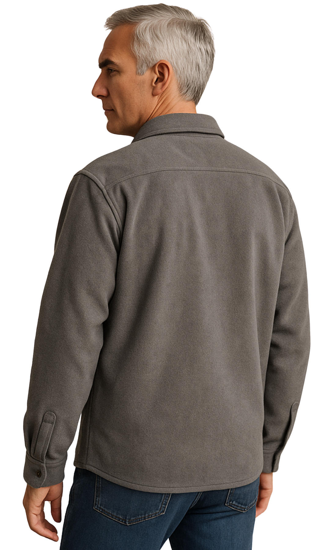 Men's Heathered Fleece Overshirt with Chest Pockets and Tortoise-shell patterned Buttons TURTLE BAY APPAREL
