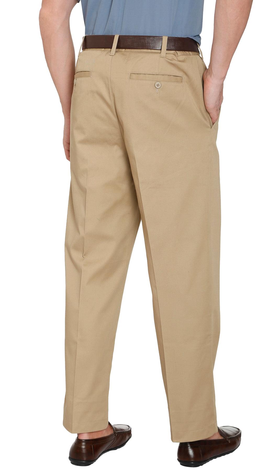 Men's Stretch Waist Chinos with a Hidden Elastic Waist and Flat Front TURTLE BAY APPAREL