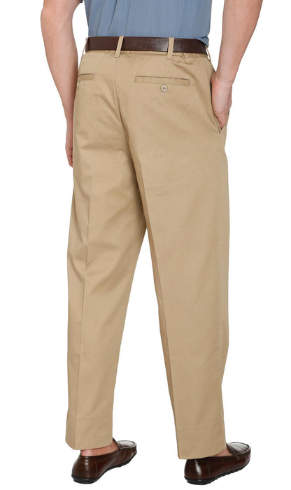 Men's Stretch Waist Chinos with a Hidden Elastic Waist and Flat Front TURTLE BAY APPAREL