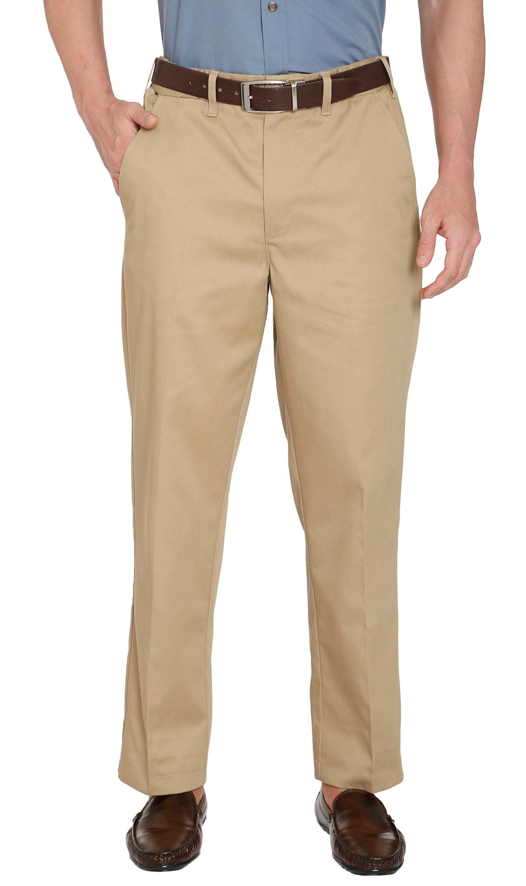 Men's Stretch Waist Chinos with a Hidden Elastic Waist and Flat Front TURTLE BAY APPAREL