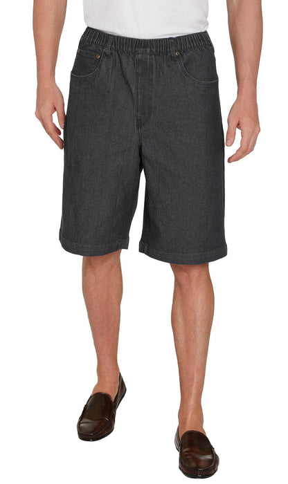 Men's Stretch Waist Pull On Shorts  in Denim and Twill - Free of Buttons & Snaps TURTLE BAY APPAREL