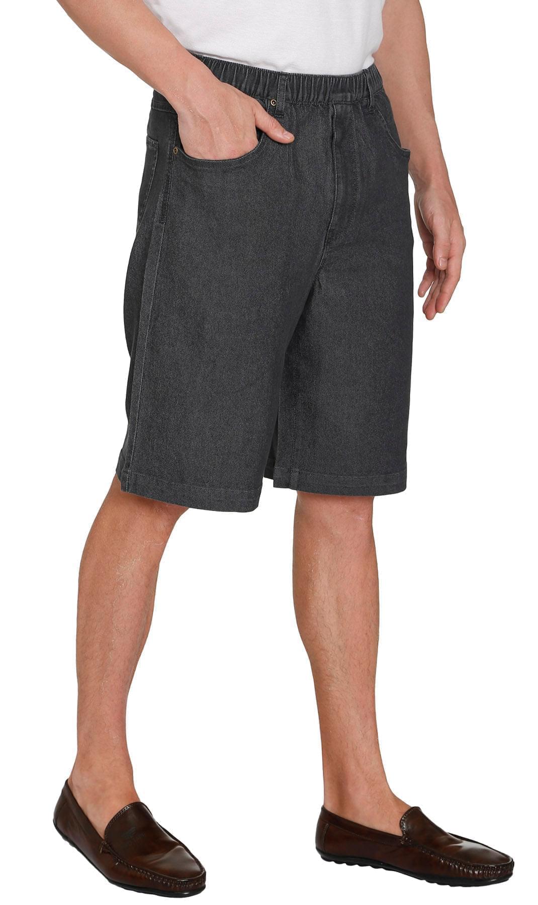 Men's Stretch Waist Pull On Shorts  in Denim and Twill - Free of Buttons & Snaps TURTLE BAY APPAREL
