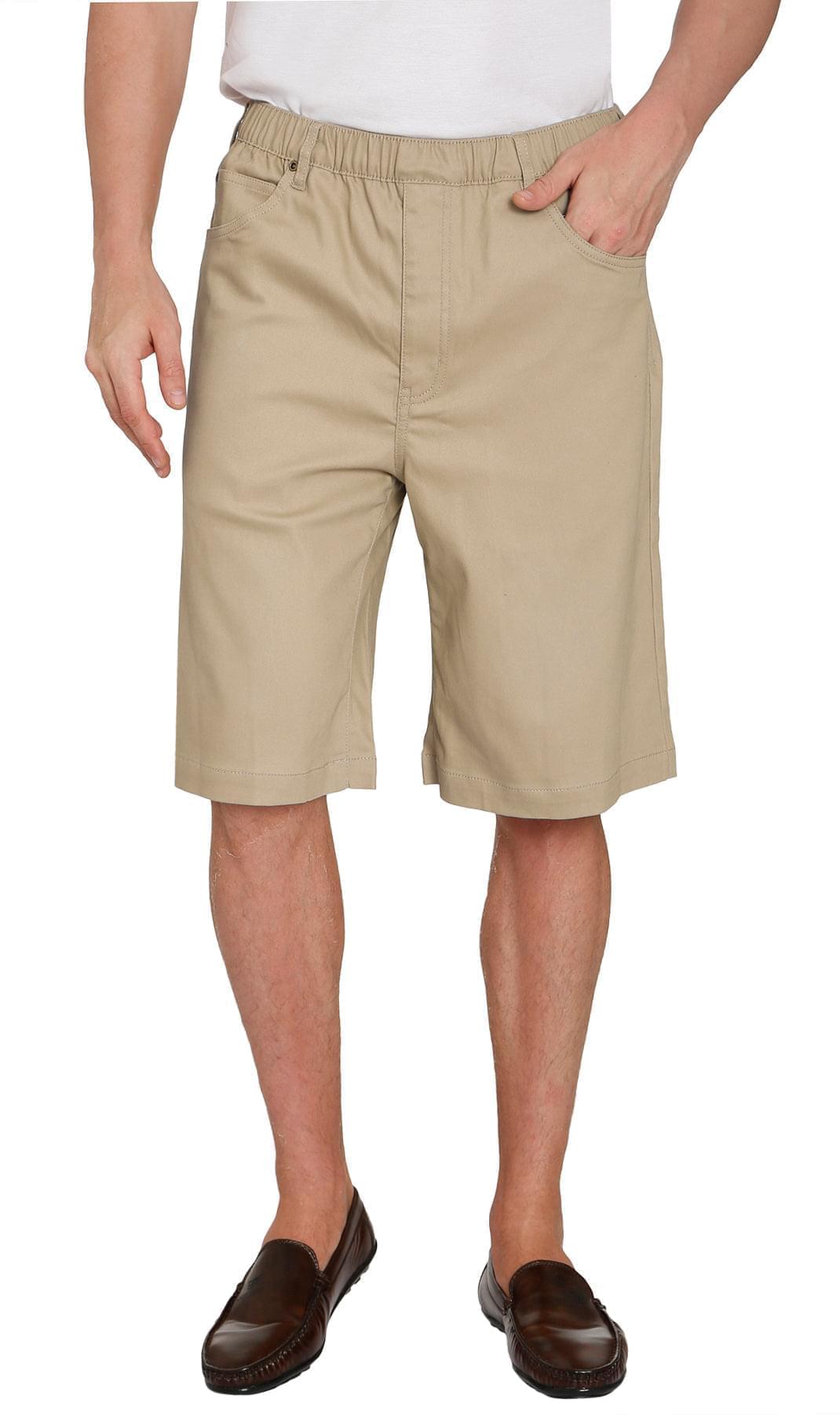 Men's Stretch Waist Pull On Shorts  in Denim and Twill - Free of Buttons & Snaps TURTLE BAY APPAREL