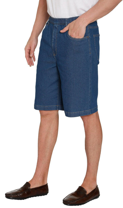 Men's Stretch Waist Pull On Shorts  in Denim and Twill - Free of Buttons & Snaps TURTLE BAY APPAREL
