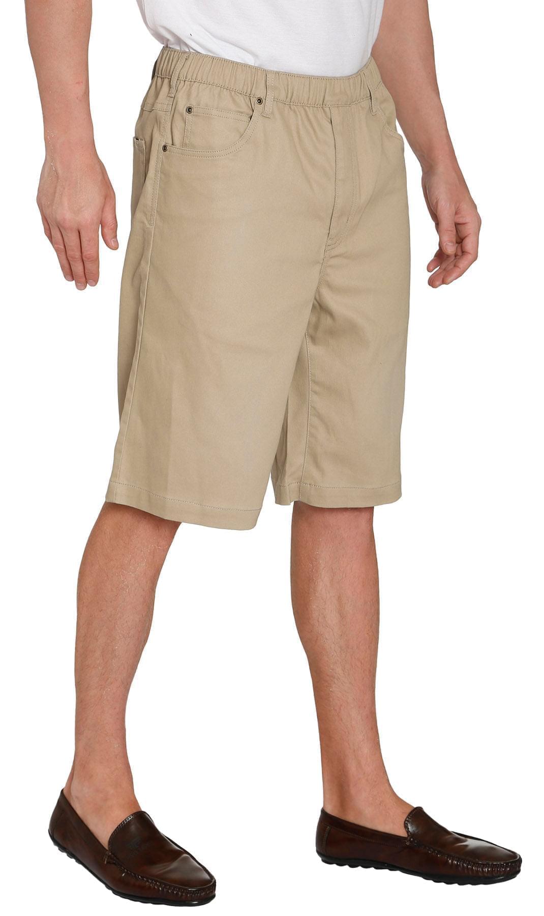 Men's Stretch Waist Pull On Shorts  in Denim and Twill - Free of Buttons & Snaps TURTLE BAY APPAREL
